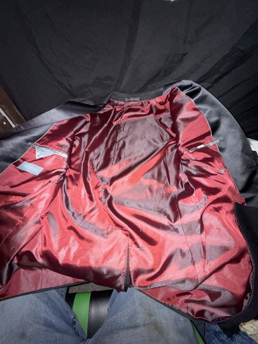 Madison Black Suit Jacket with Red Lining - Picture 3 of 5